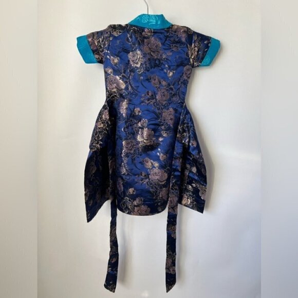 🩷 Kids, Tibetan Traditional Brocade Chupa Dress Losar - Blue. NWOT - Picture 4 of 12